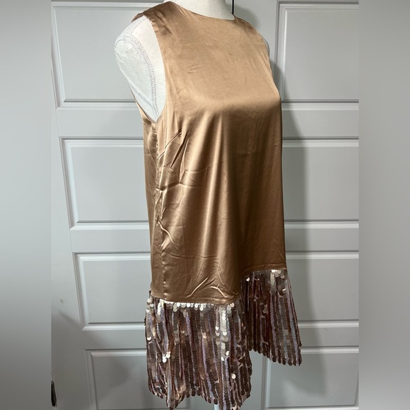 TCEC‎ Sleeveless Dress Gold Sequin Cocktail Party Mini Dress Small - Picture 2 of 7